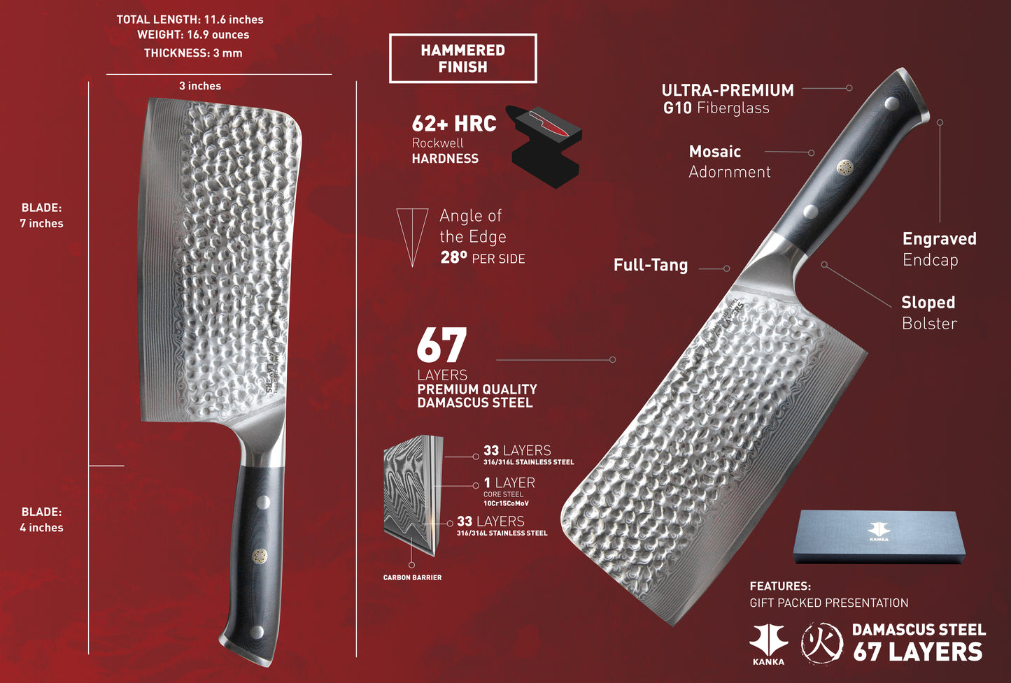 6.5" DAMASCUS MEAT CLEAVER