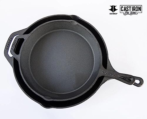 Pre-Seasoned Cast Iron Skillet 2-Piece Set 8-Inch and 12-Inch Oven Safe  Cook