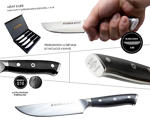 8-Piece 5 Ultra Premium Steak Knife Set-German Non-Serrated Stainless Steel