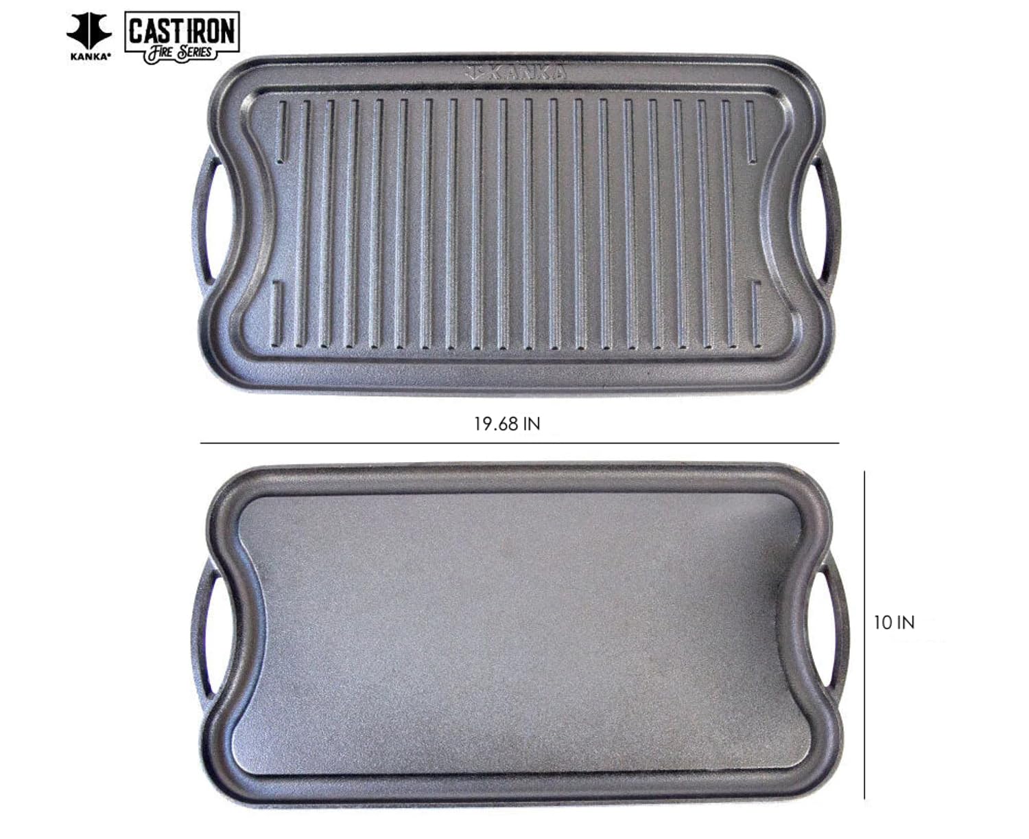 3-In-1 Pre-Seasoned Cast Iron Rectangle Pan With With Reversible