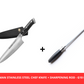 8'' GERMAN STAINLESS STEEL CHEF KNIFE + SHARPENING ROD - G10 HANDLE