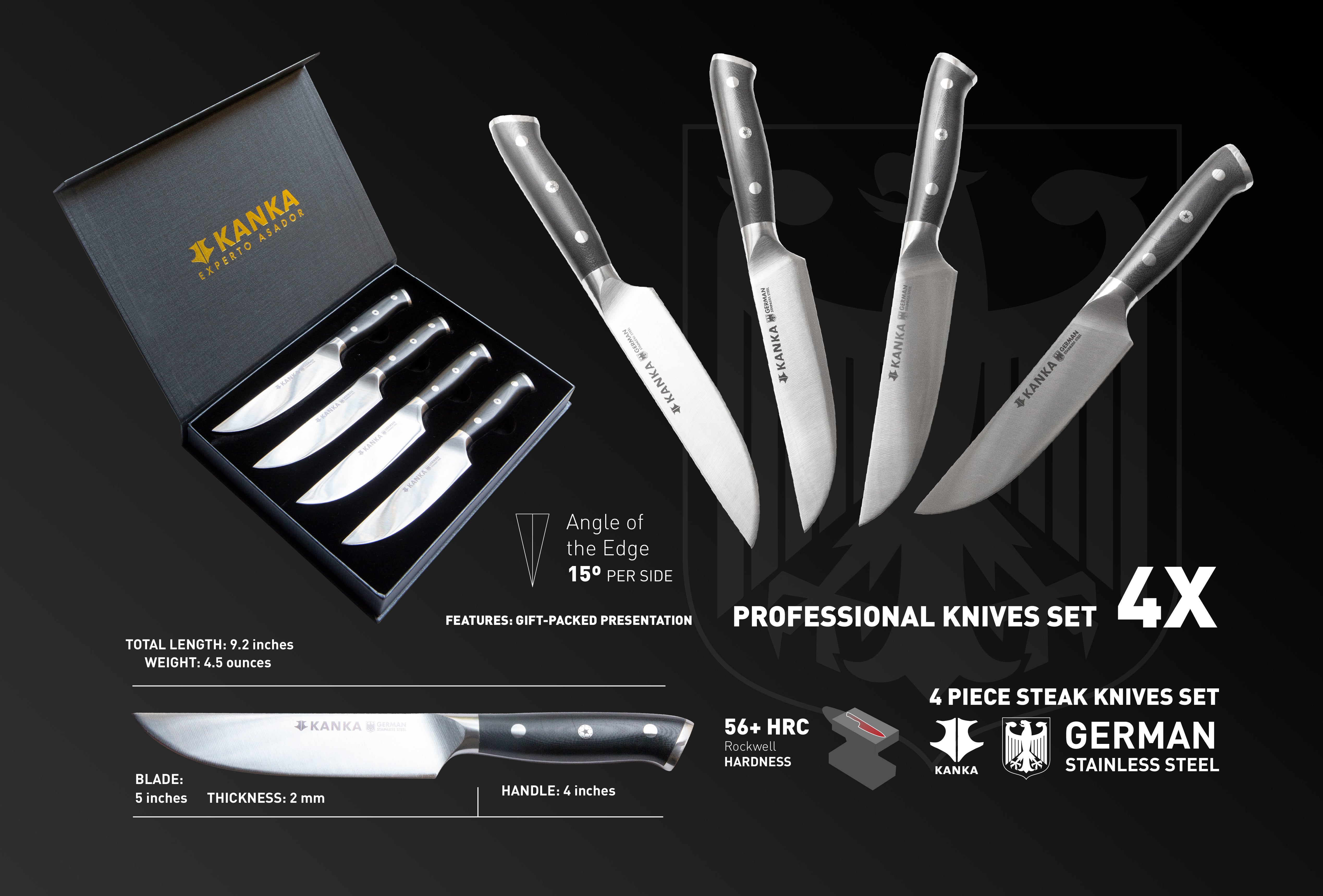 SET OF 4 PREMIUM STEAK KNIVES