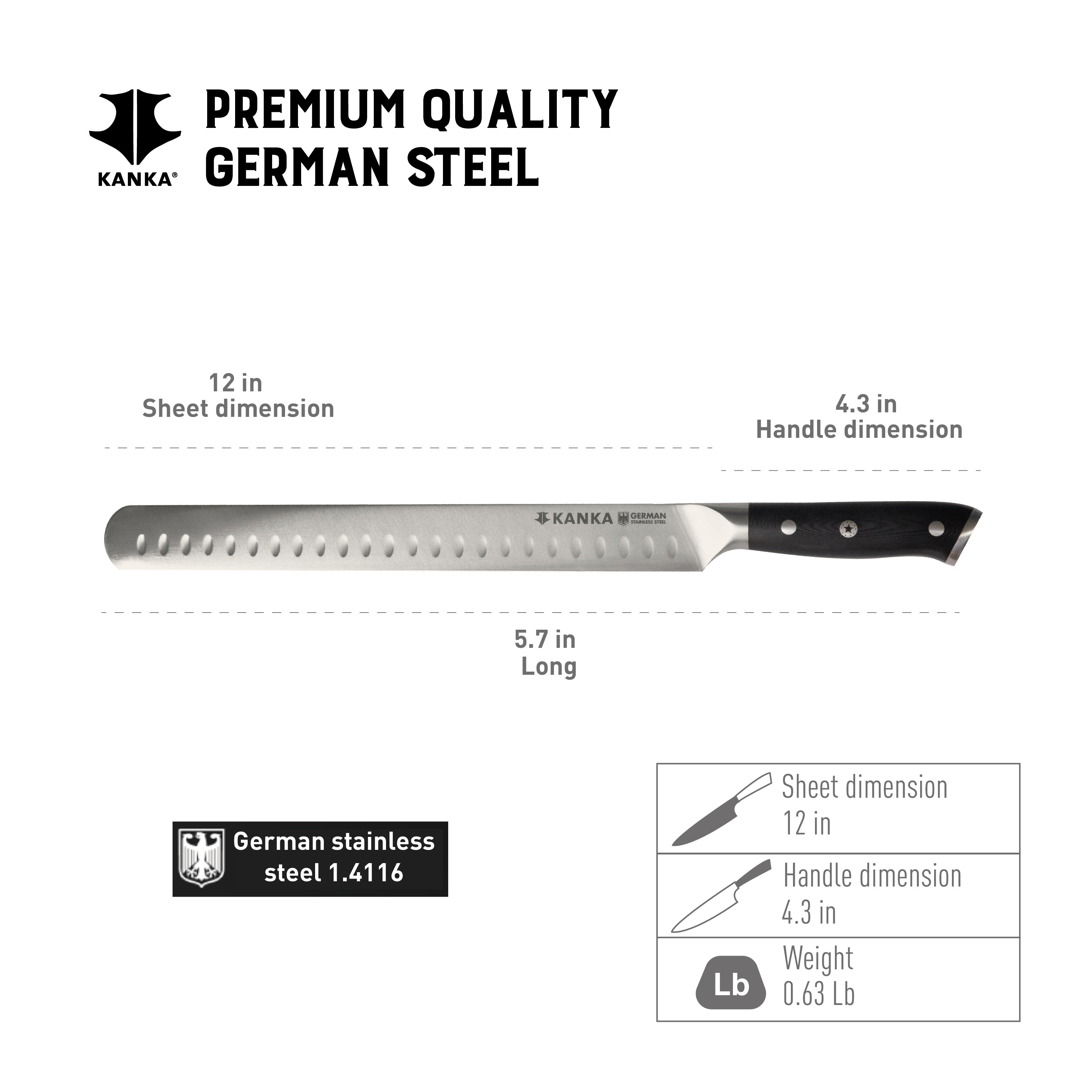 12'' GERMAN STEEL CARVING KNIFE