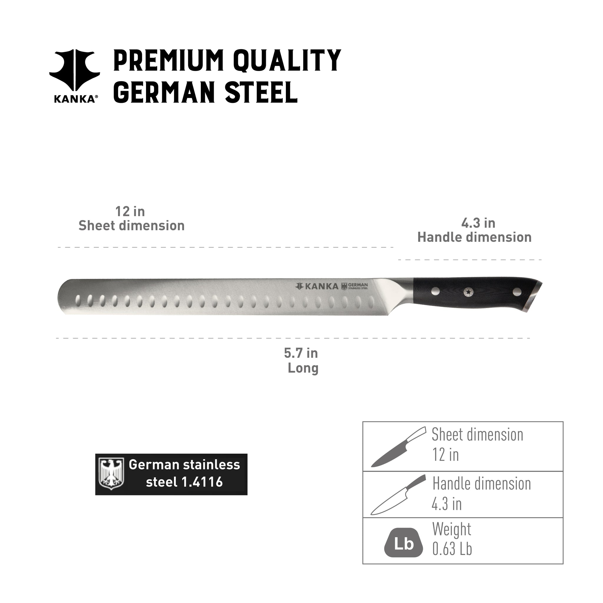 12'' GERMAN STEEL CARVING KNIFE