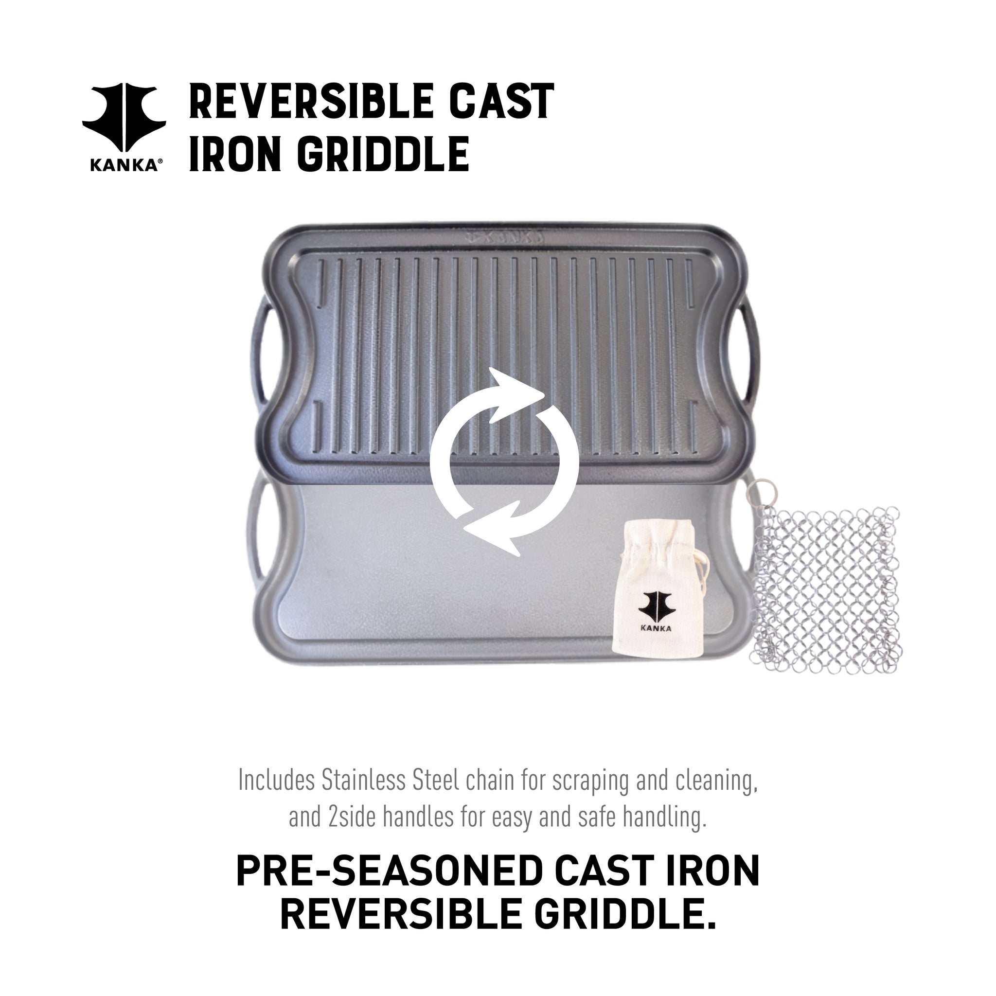 CAST IRON REVERSIBLE GRIDDLE