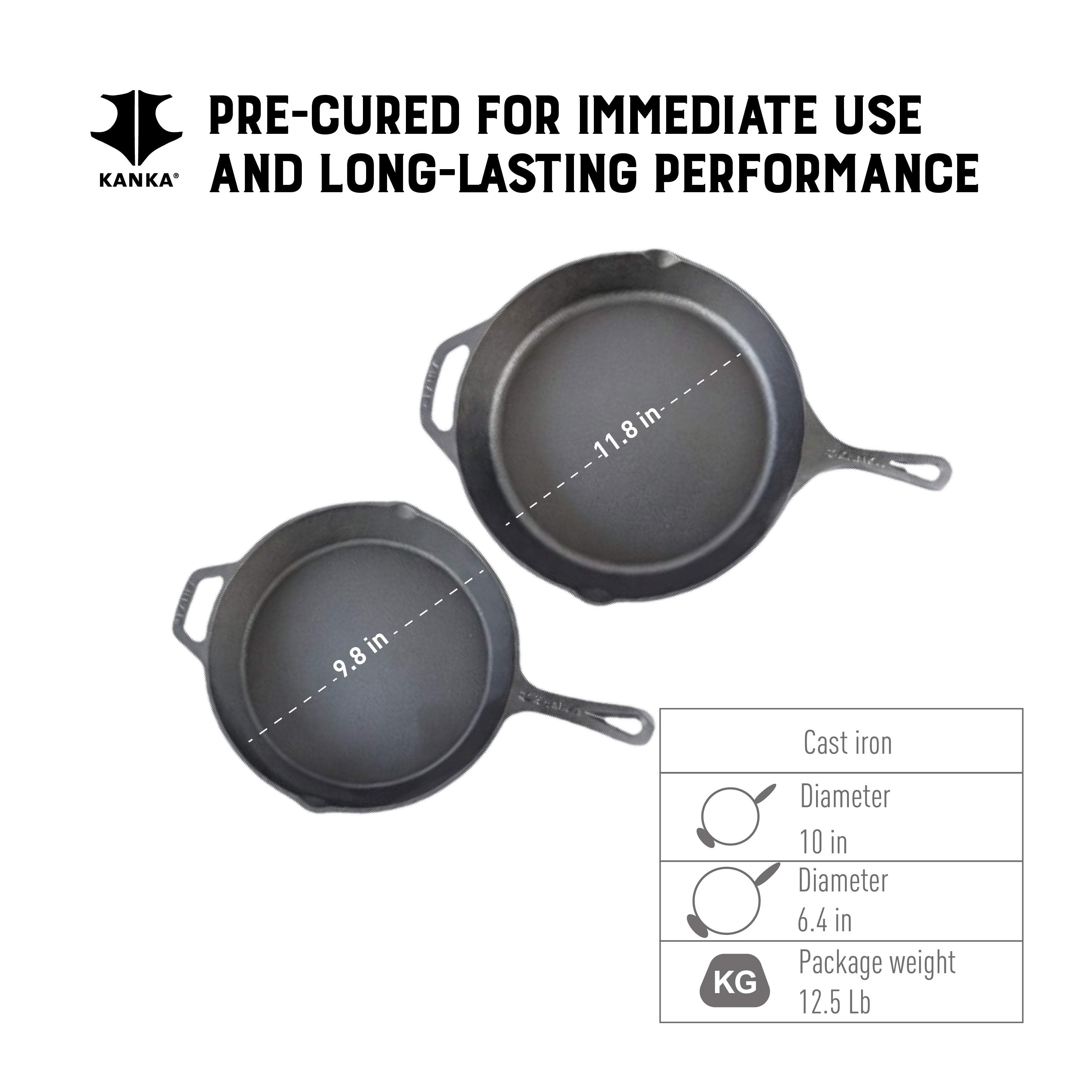 CAST IRON 2 PIECE SKILLET SET