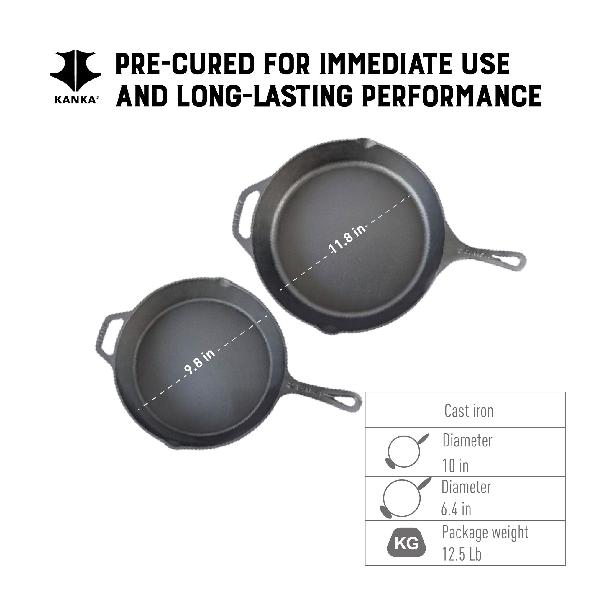 CAST IRON 2 PIECE SKILLET SET