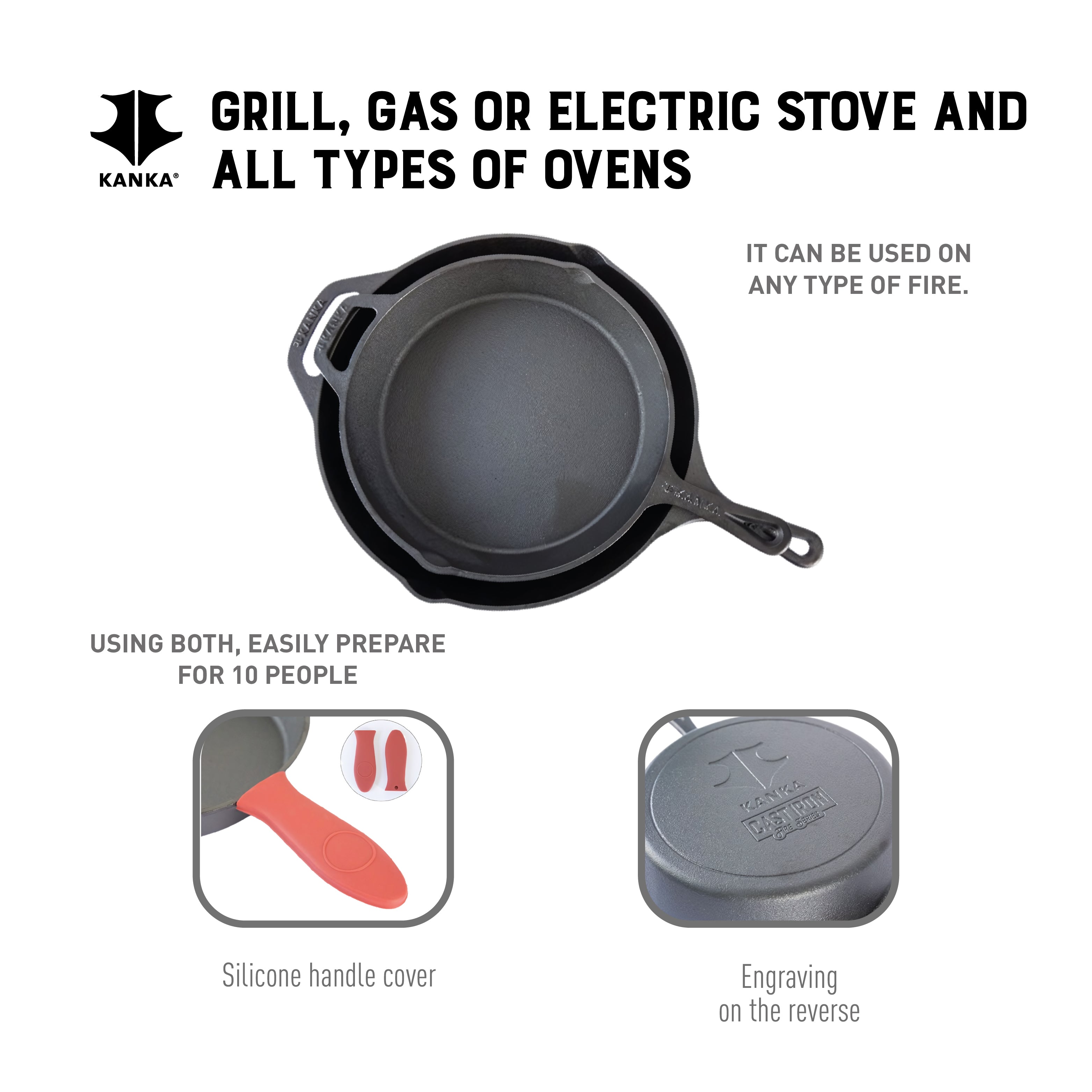 CAST IRON 2 PIECE SKILLET SET