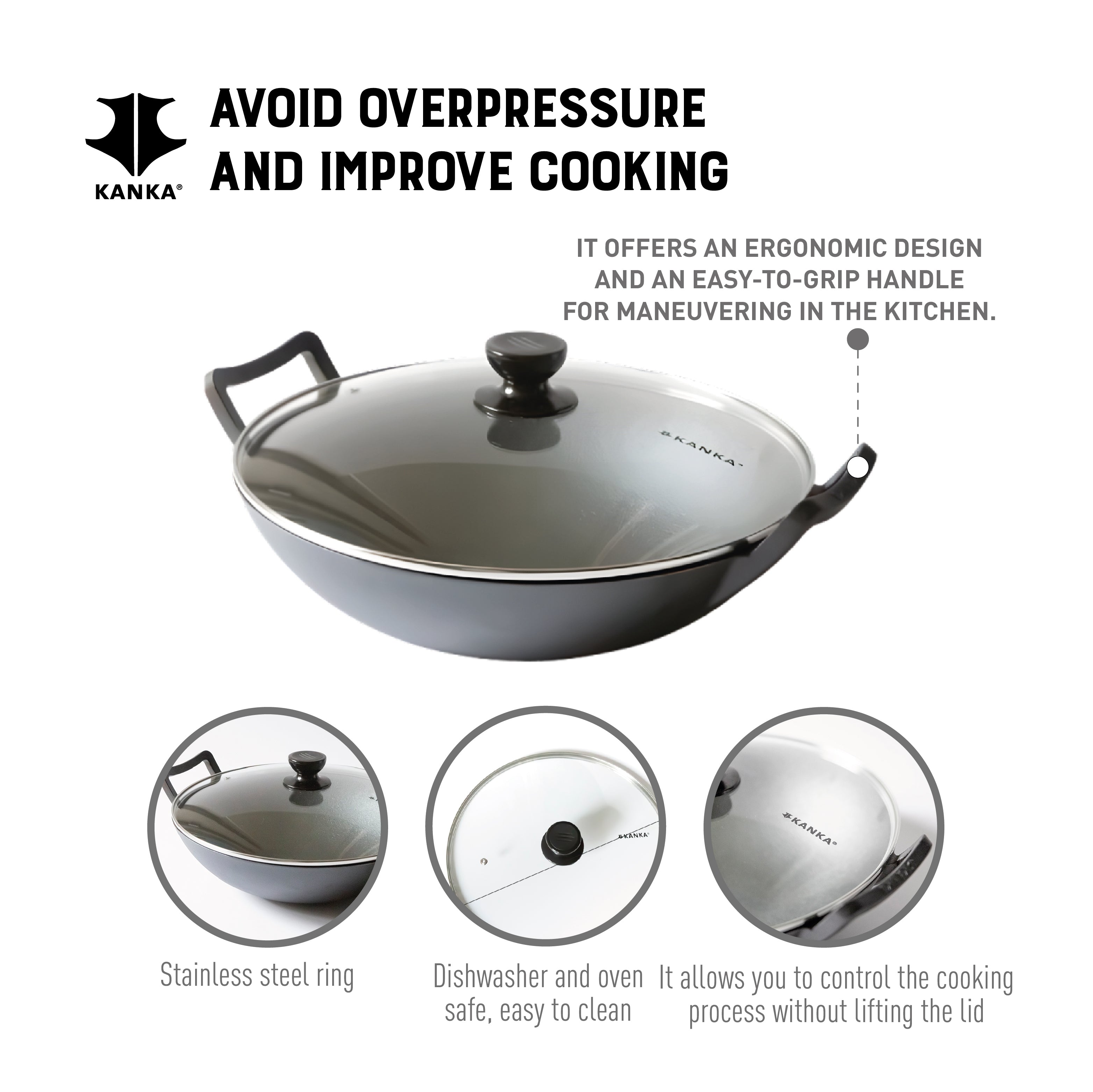 14” TEMPERED GLASS LID FOR CAST IRON WOK 14”
