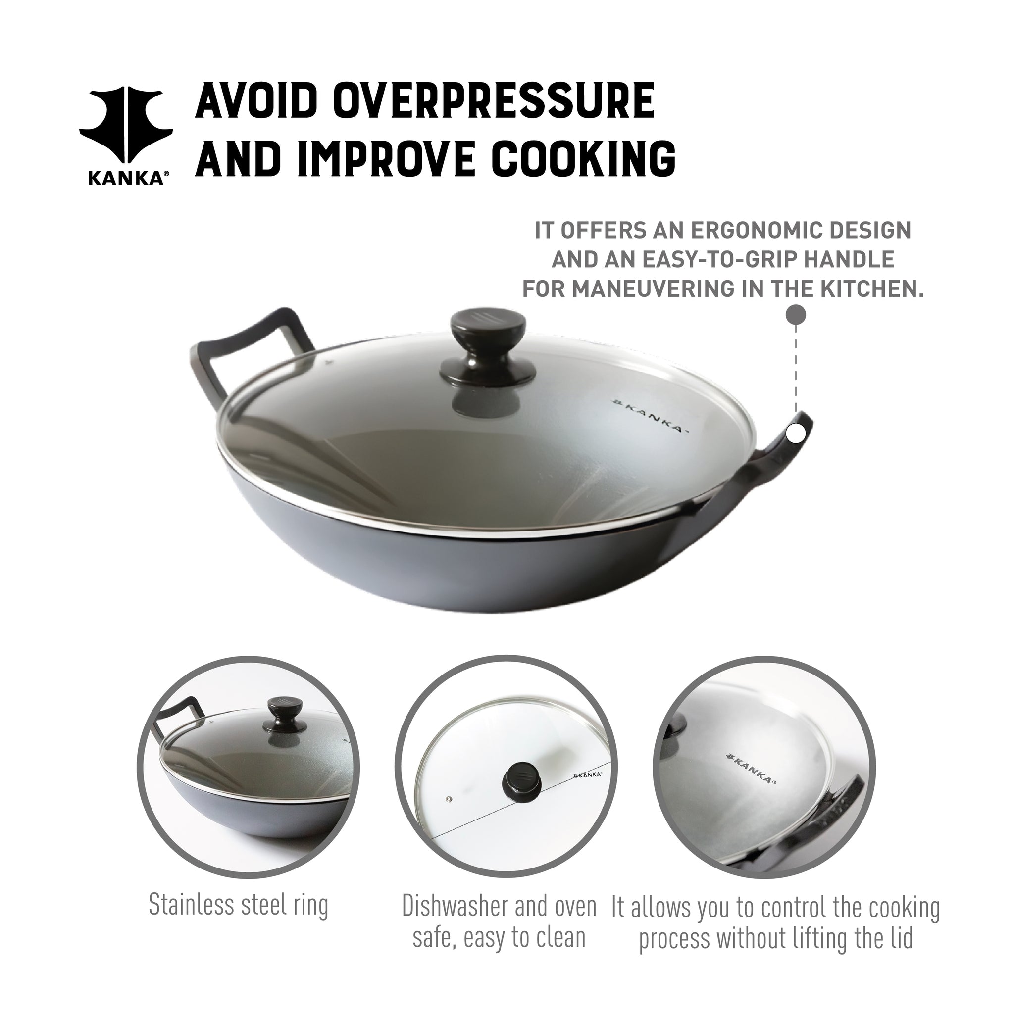 14” TEMPERED GLASS LID FOR CAST IRON WOK 14”