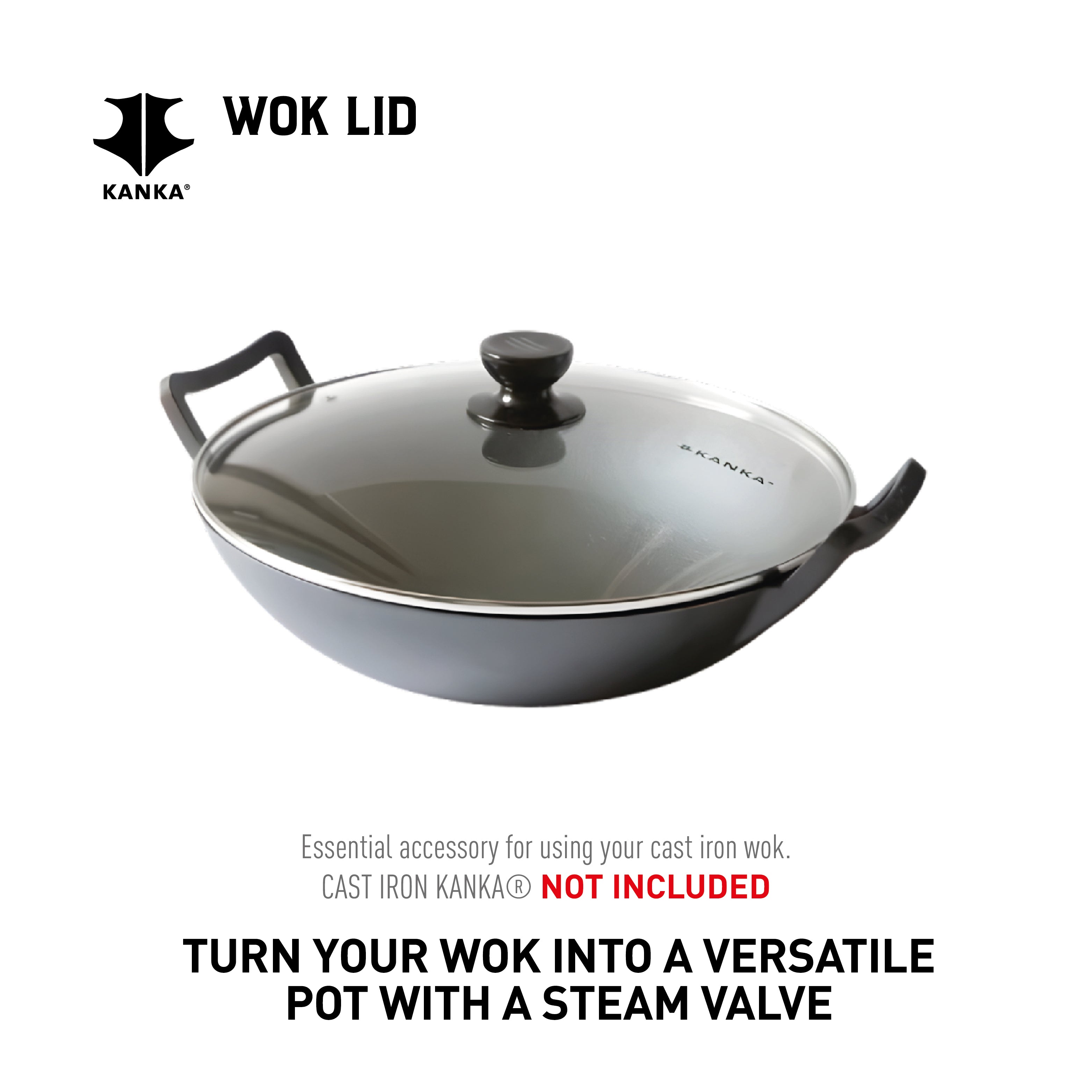 14” TEMPERED GLASS LID FOR CAST IRON WOK 14”